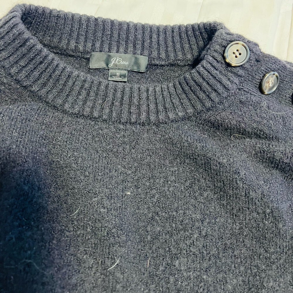 J. Crew Charcoal Crewneck Sweater with Button Accents